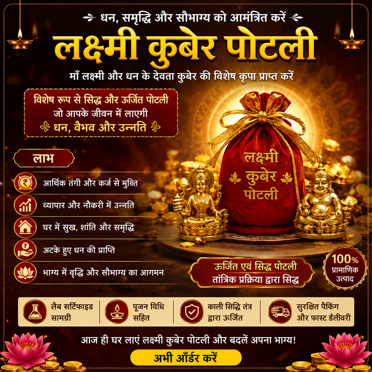 Siddh Lakshmi Kuber Potli | Sacred Wealth & Prosperity Pooja Kit for Home, Office & Business