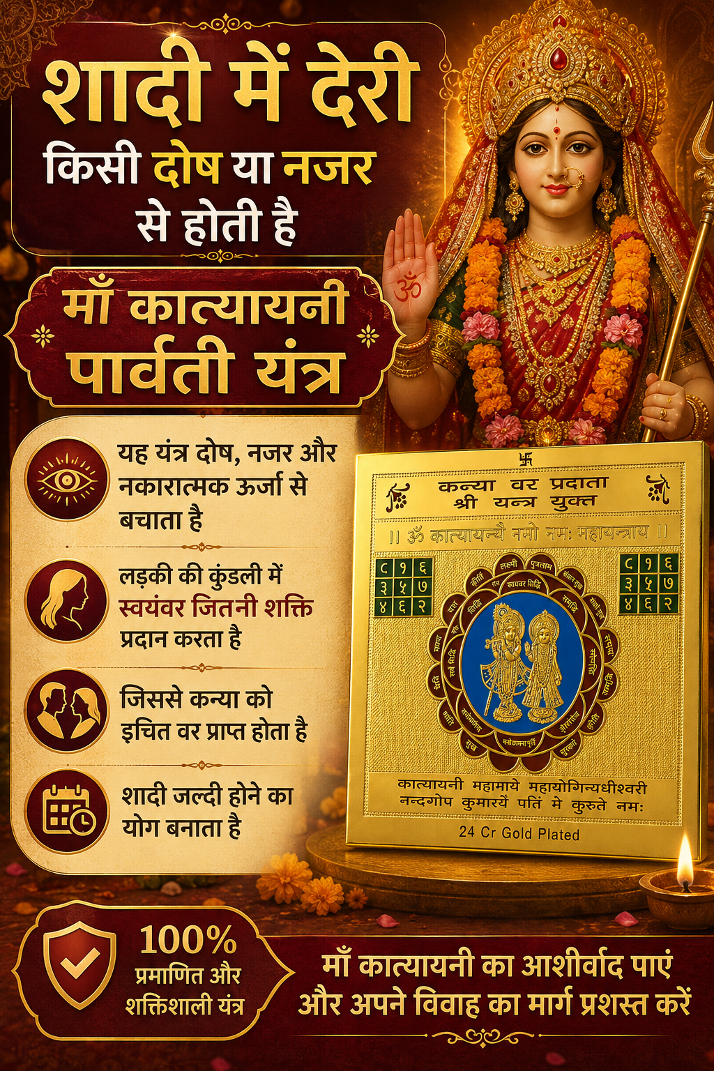 🌺 Parvati Yantra/Katyani yantra – Prem, Sukhad Vivah Aur Madhur Sambandhon Ka Pavitra Yantra 🌺